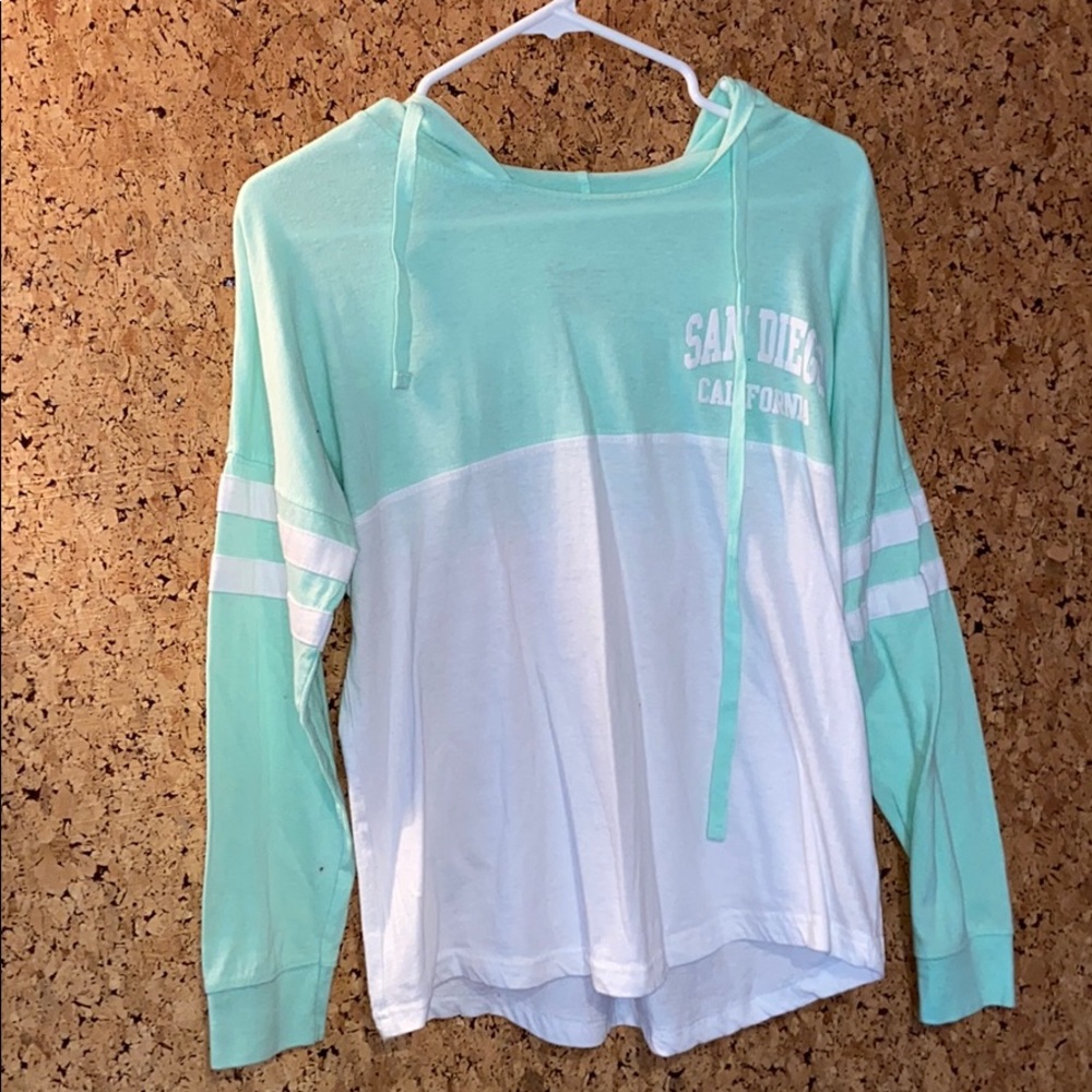 San Diego mint long sleeve hooded top